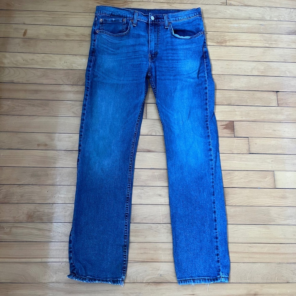 Levis 514 Straight Fit Mens Jeans 34x32 Medium Wash Blue Denim 00514-1493